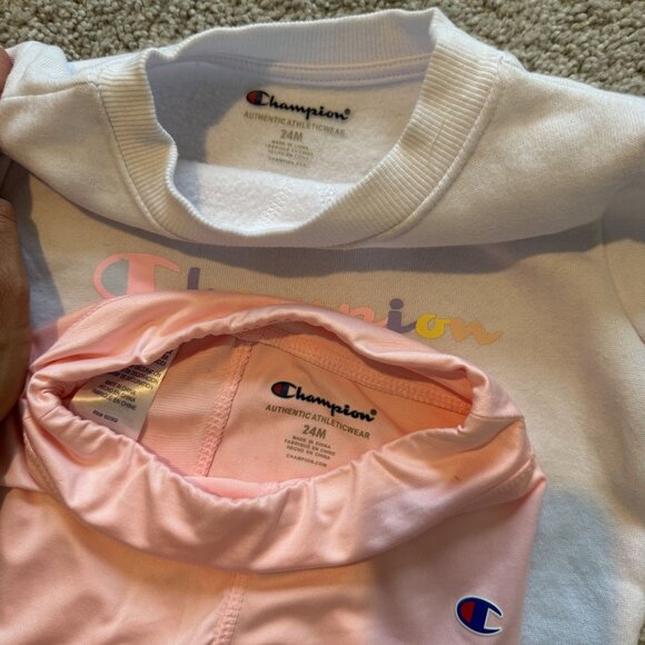 Champion Set Pink Leggings White Sweatshirt Toddler size 24 months - Picture 4 of 6